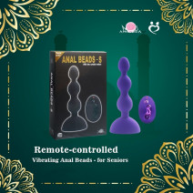 S - Anal Beads Vibrator for Seniors with Remote, 4.5 Inch / 11 cm