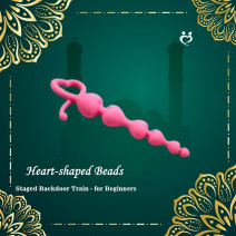 Loving Heart Silicone Anal Beads for Beginners, 6.6 Inch / 17 cm