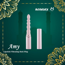 Roselex Amy Lipstick Beaded Anal Vibrator, 4.3 Inch / 11 cm