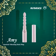 Roselex Amy Lipstick Beaded Anal Vibrator, 4.3 Inch / 11 cm