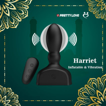 HARRIET Inflation Butt Plug Vibrator with Remote, 4.6 Inch