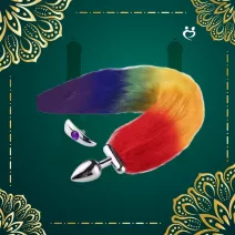 Rainbow Fox Tail Butt Plug, 15"