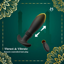 Thrusting Butt Plug Vibrator, Remote-controlled, 6 Inch / 15 cm